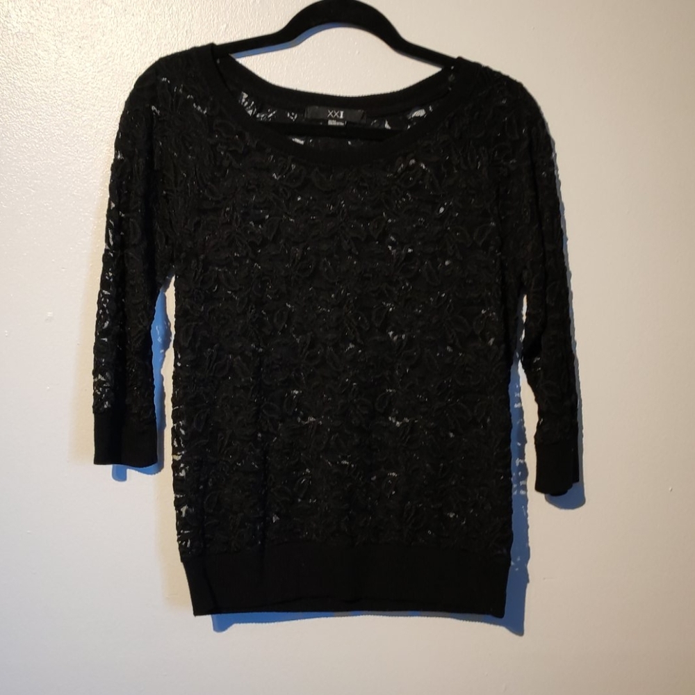 Black Sheer Lace Top